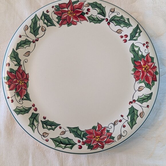 VTG Set of 6 Holly Holiday HHD4 Plates 8 1/8" Salad Dessert Poinsettia Holly - Picture 2 of 3